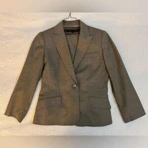 Anne Klein Tan Mossy Gray Pants Suit Wool Blend Size 4p / 4s